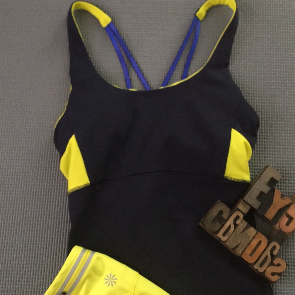 ATHLETA Workout Tank in Black/Chartreuse/Blue - Picture 6 of 8